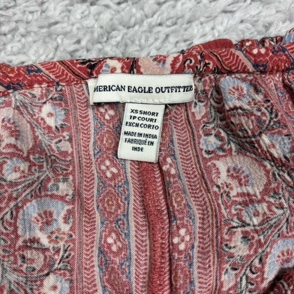 American Eagle Dress Womens Extra Small Short Cold Shoulder Flowers Bohemian - Picture 2 of 4
